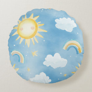 Sunshine y Rainbows Cojín decorativo redondo