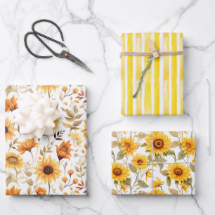 Sunshine Yellow Sunflowers Hojas de papel para env