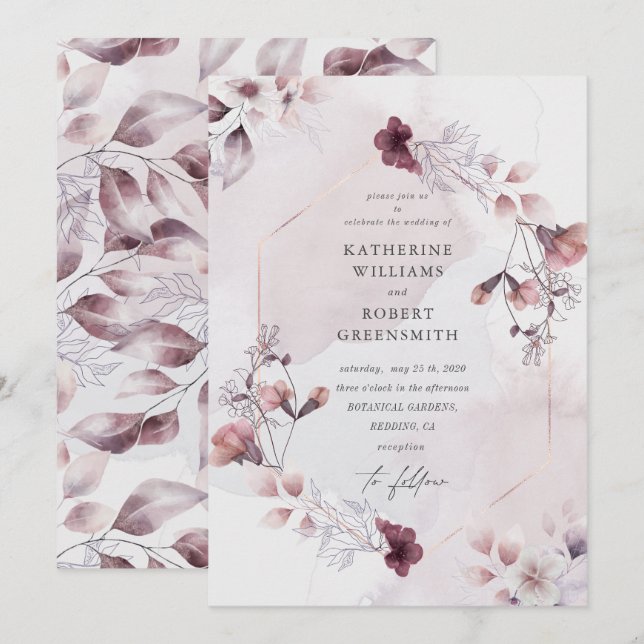 suntuosa cascada otoño floral Boda Invitación (Anverso / Reverso)