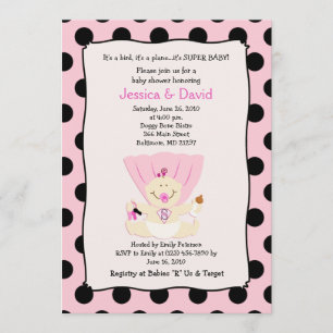SUPER BEBÉ CHICA Invitación Baby Shower 5x7