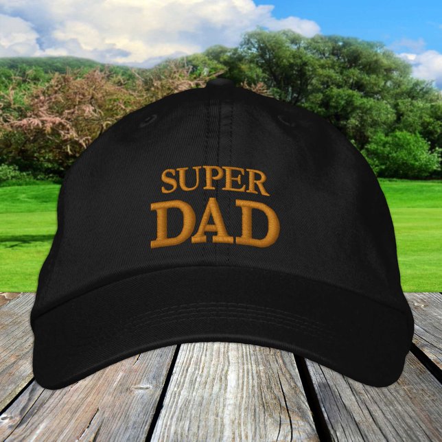 SUPER DAD bordada gorra de béisbol oro / negro (Subido por el creador)