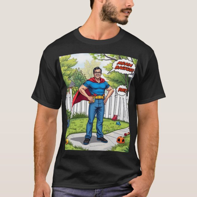 Super Dad in Action - Camiseta de héroe de humor (Anverso)