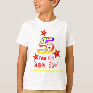 Súper Estrella 5 Camisa de cumpleaños para niños