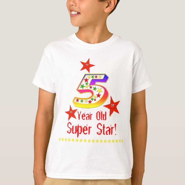 Súper Estrella 5 Camisa de cumpleaños para niños (Anverso)