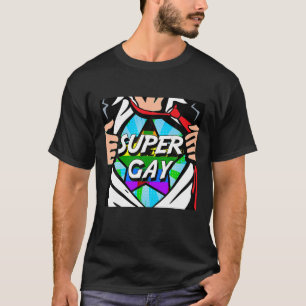 Super Gay de Superhéroe gracioso sacando camiseta 