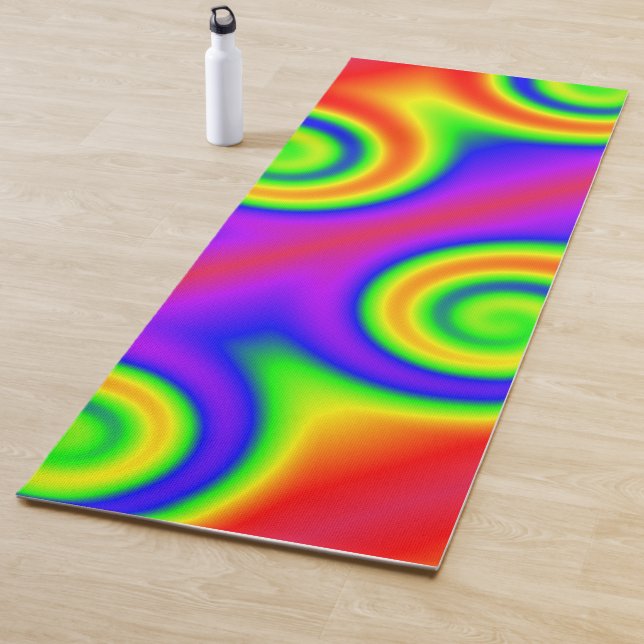 Super Groovy Rainbow Swirls Yoga Mat (In situ)