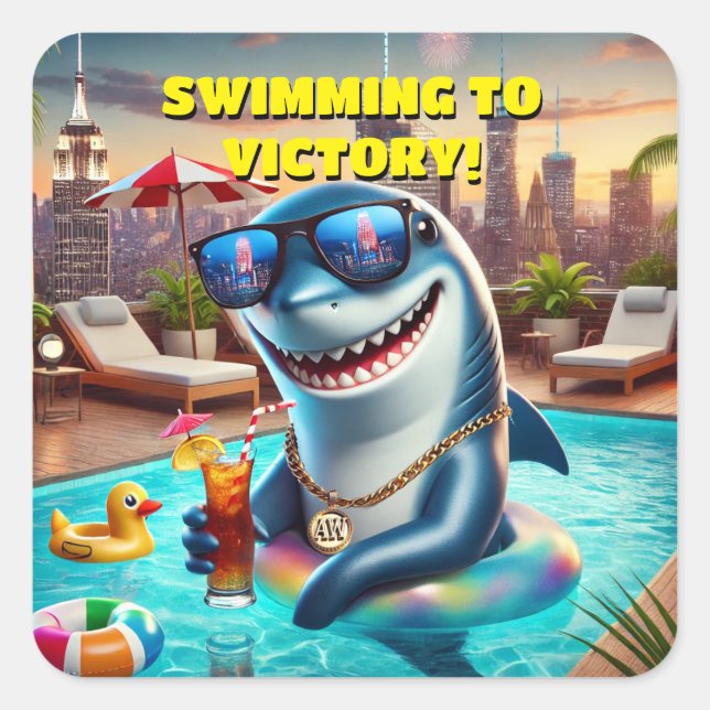 ¡Super Guay Shark usando Pegatina de gafas de sol! (Anverso)