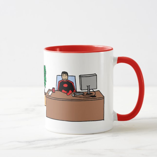 Super héroe de la oficina - taza personalizada del (Derecha)