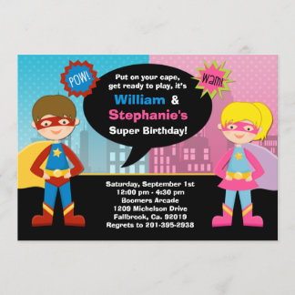 Super héroe e invitación estupenda de la fiesta de