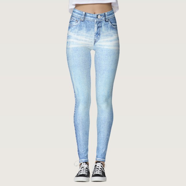 Super Light Wash Jeans All-Over Printed Leggings (Anverso)