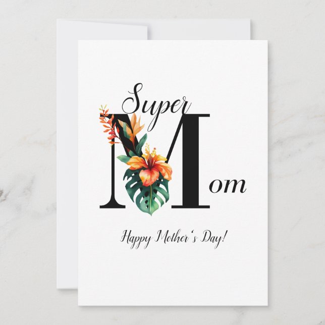 Super Mamá de Monograma Botánico Personalizado (Anverso)