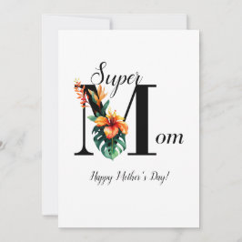 Super Mamá de Monograma Botánico Personalizado