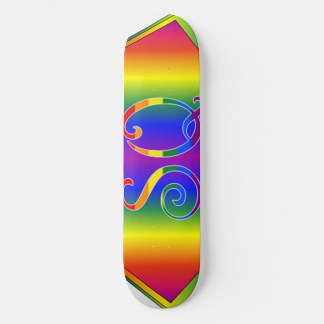 Super Queer (SQ) Gay Pride Cape Skateboard 8½" (Anverso)