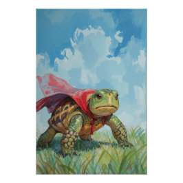 Super Turtle Poster | Funny Cartoon Wall Art