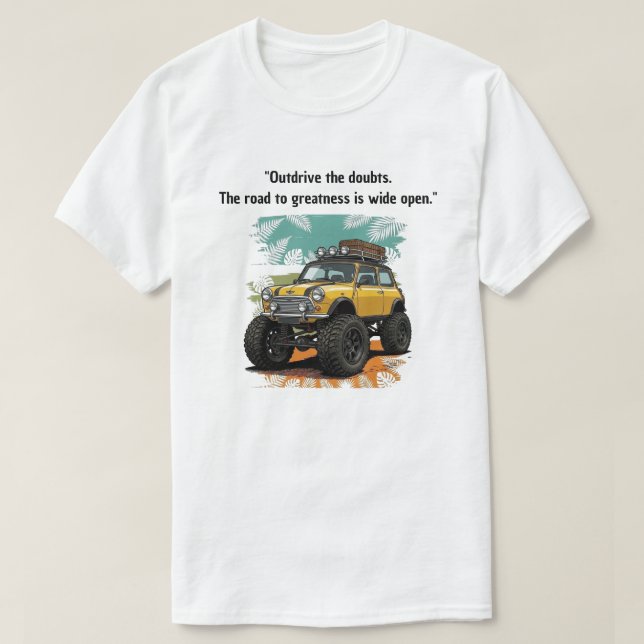 "Supera las Dudas" Camiseta Amarilla de Coche Mini (Diseño del anverso)
