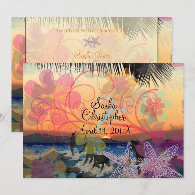 SUPERFICIES EN INVITACIONES DE SUNSET/HAWAII/DIY (Anverso / Reverso)