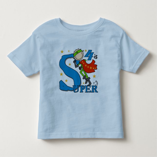 Superhéroe Boy 4 camisetas y regalos de cumpleaños (Anverso)