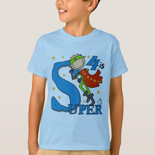 Superhéroe Boy 4 camisetas y regalos de cumpleaños (Anverso)