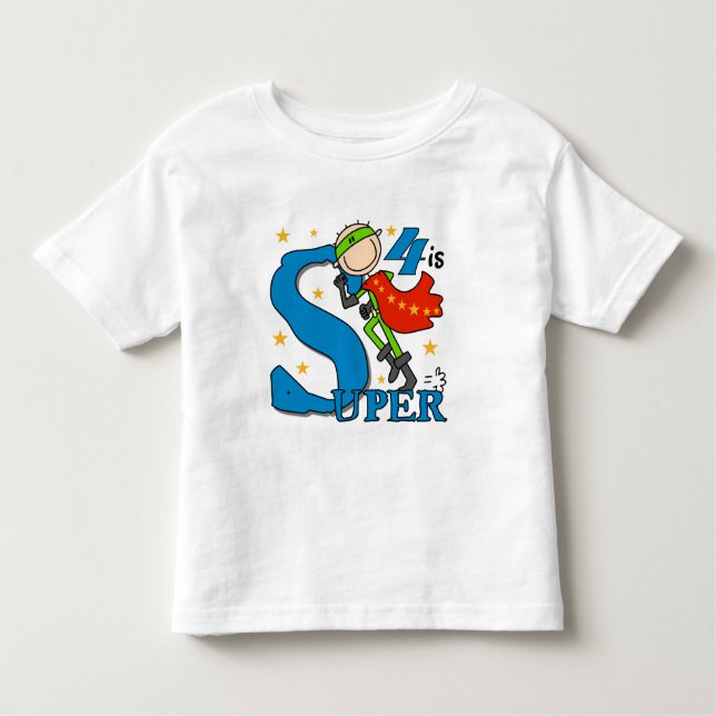 Superhéroe Boy 4 camisetas y regalos de cumpleaños (Anverso)