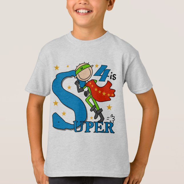 Superhéroe Boy 4 camisetas y regalos de cumpleaños (Anverso)
