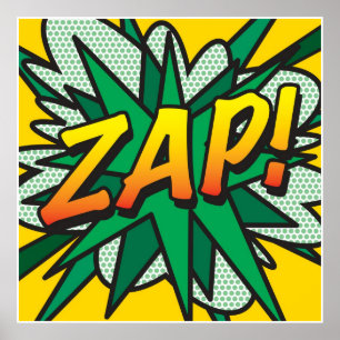 Superhéroe ZAP del arte pop de cómic