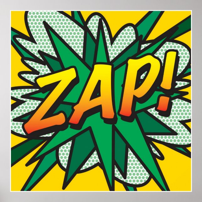 Superhéroe ZAP del arte pop de cómic (Frente)