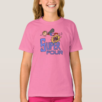 Superheroína Chica 4ª camisetas de cumpleaños y re