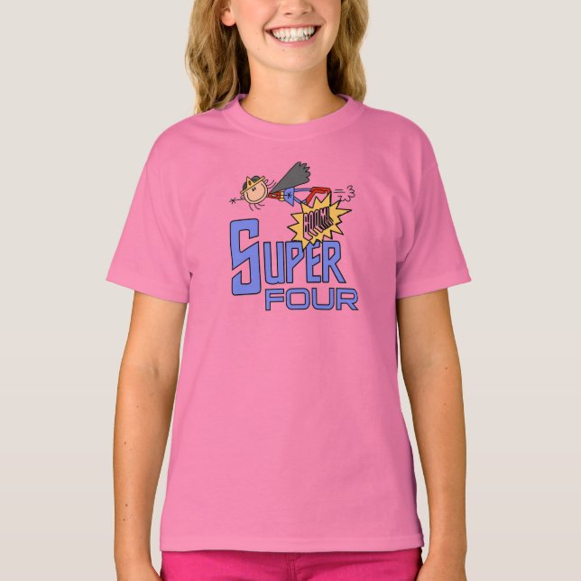 Superheroína Chica 4ª camisetas de cumpleaños y re (Anverso)