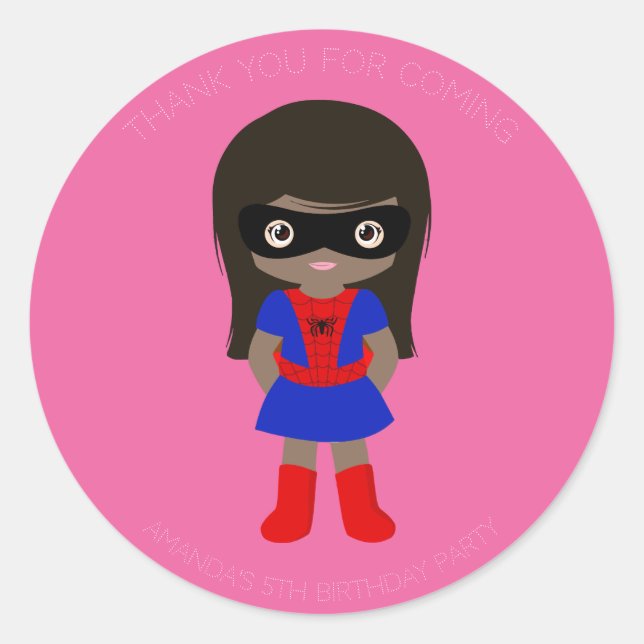 Superheroína Niñas Pegatina Rosa del partido de cu (Anverso)