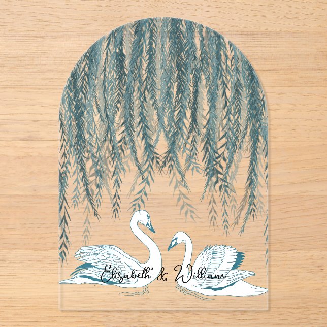 Superposición de Invitación de Boda Ilustrada Swan (Anverso)