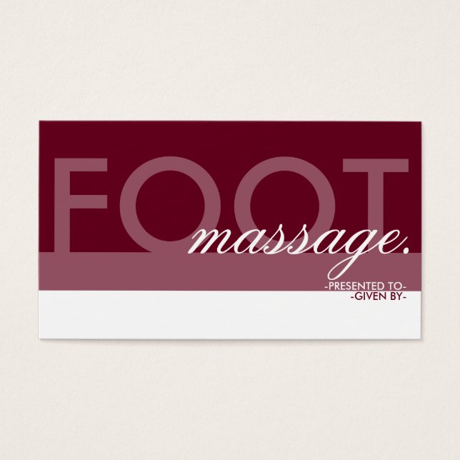 Superposición de la tarjeta regalo de FOOT MASSAGE (Frente)