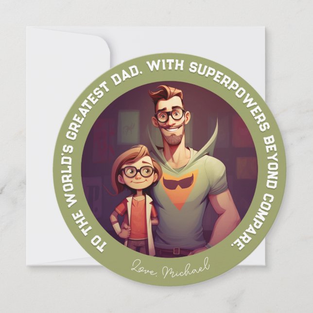 Superpower Superdad | Tarjeta de vacaciones del Dí (Anverso)