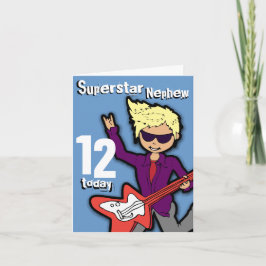 Superstar Nephew tarjeta de niño rojo azul de 12 a