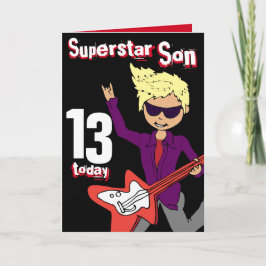 Superstar Son 13 años tarjeta de cabello rubio roj
