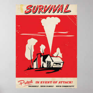 Supervivencia - Póster de seguridad atómico vintag