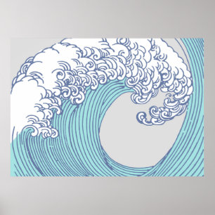 Surf asiático japonés ondea arte oceánico