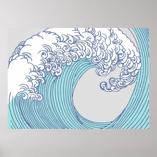Surf asiático japonés ondea arte oceánico (Frente)