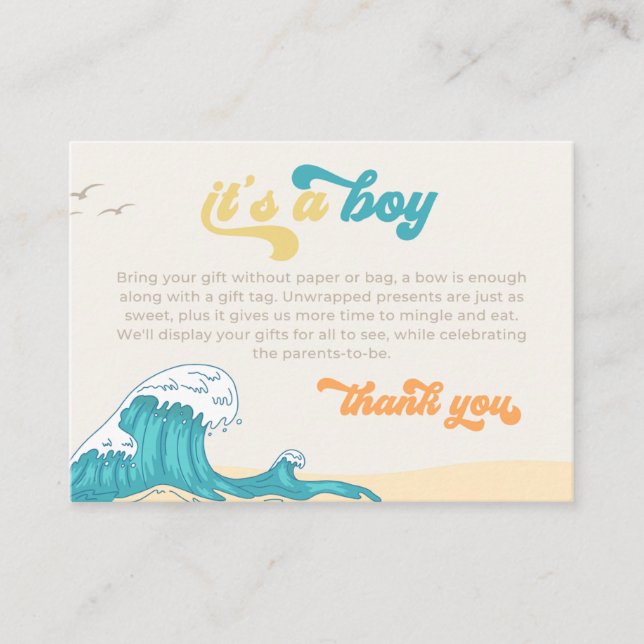 Surf Baby Shower Tarjeta de regalo sin envoltura (Anverso)