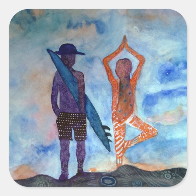 Surf de yoga Guay Pegatinas de la plaza de arte Su (Anverso)