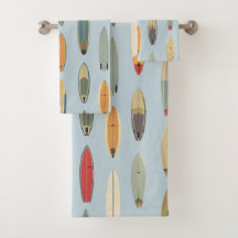 Surf Life - Estampado Retro de Tabla de Surf Azul