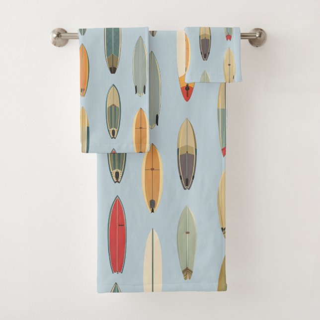 Surf Life - Estampado Retro de Tabla de Surf Azul  (In situ)