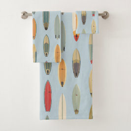 Surf Life - Retro Coastal Blue Surfboard Print