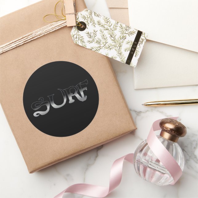 Surf negro redondo grandes pegatinas (Regalar)