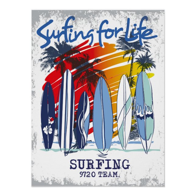 Surf para Poster Vibrante Retro Arte de Surf (Anverso)
