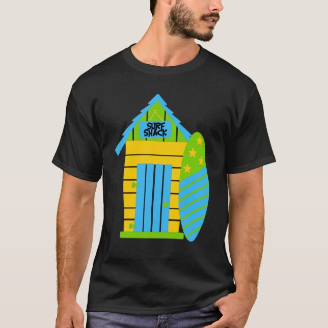 Surf Shack: La camiseta negra básica de los hombre (Anverso)