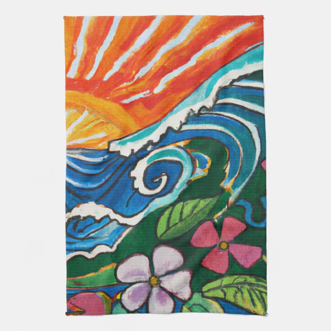 Surf solar Toalla de decoración de cocina tropical (Vertical)