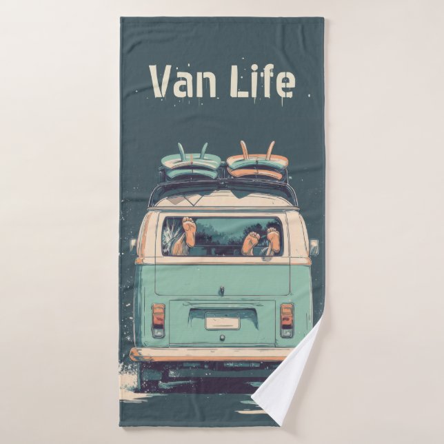 Surf Van Splash – Camper Retro de Playa (Toalla de baño)