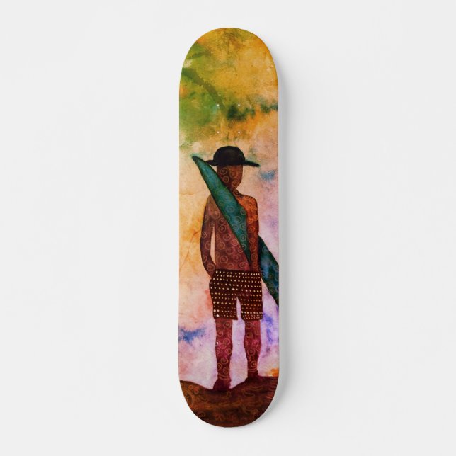 Surf Watercolor Art Skateboard (Anverso )