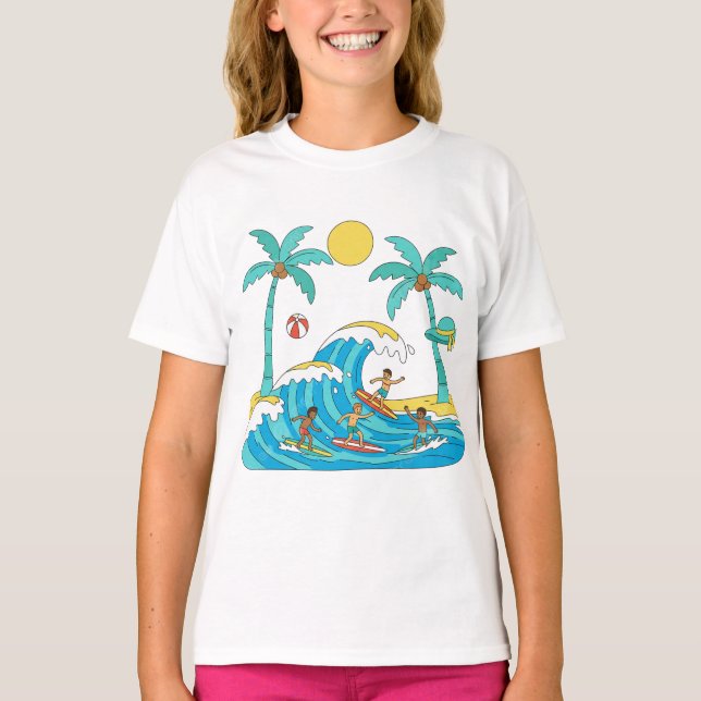 Surf & Waves – Camiseta de niña de dibujos animado (Anverso)