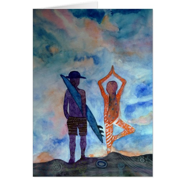 Surf Yoga Boho Beach Postcard (Frente)